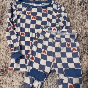 Kids Checkered Pajama Set with Heart Accents